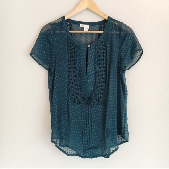 Anthropologie Tops - Anthropologie Meadow Rue Blue Clip Dot Blouse